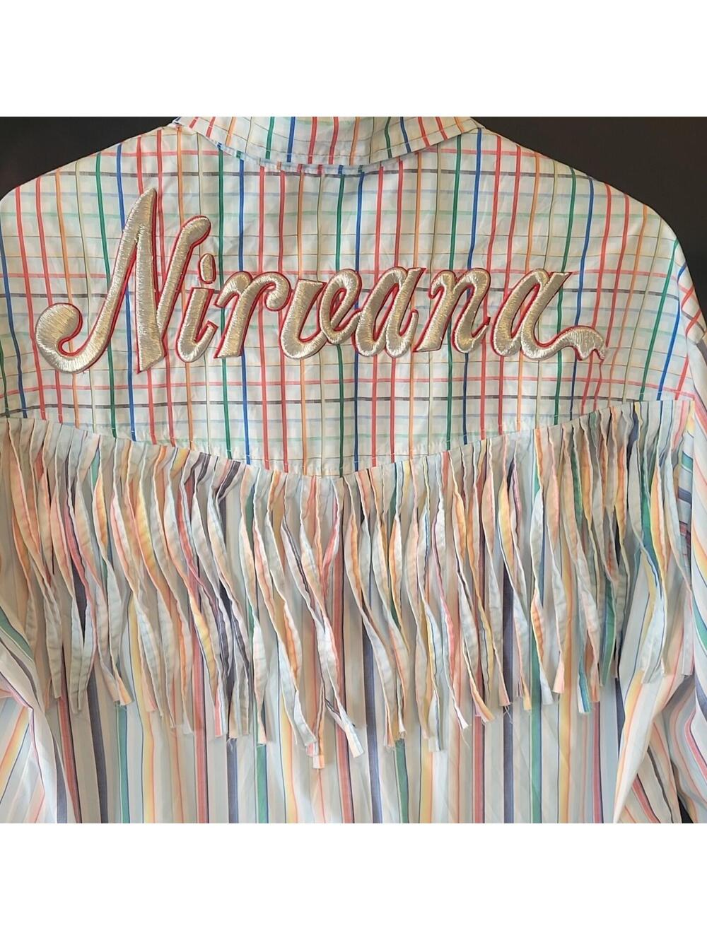 "Nirvana" Multicolor Stripe Country Western Fringe  Women's Blouse XL? See photo